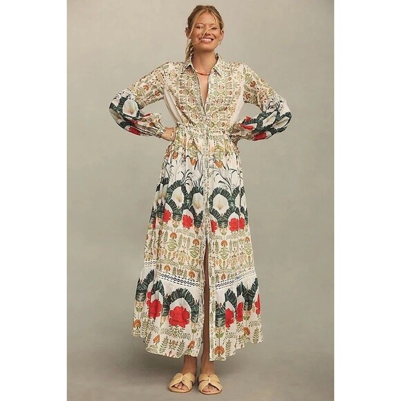 Anthropologie Dresses & Skirts - Anthropologie The Eleanora Long-Sleeve Maxi Shirt Dress 2X NEW